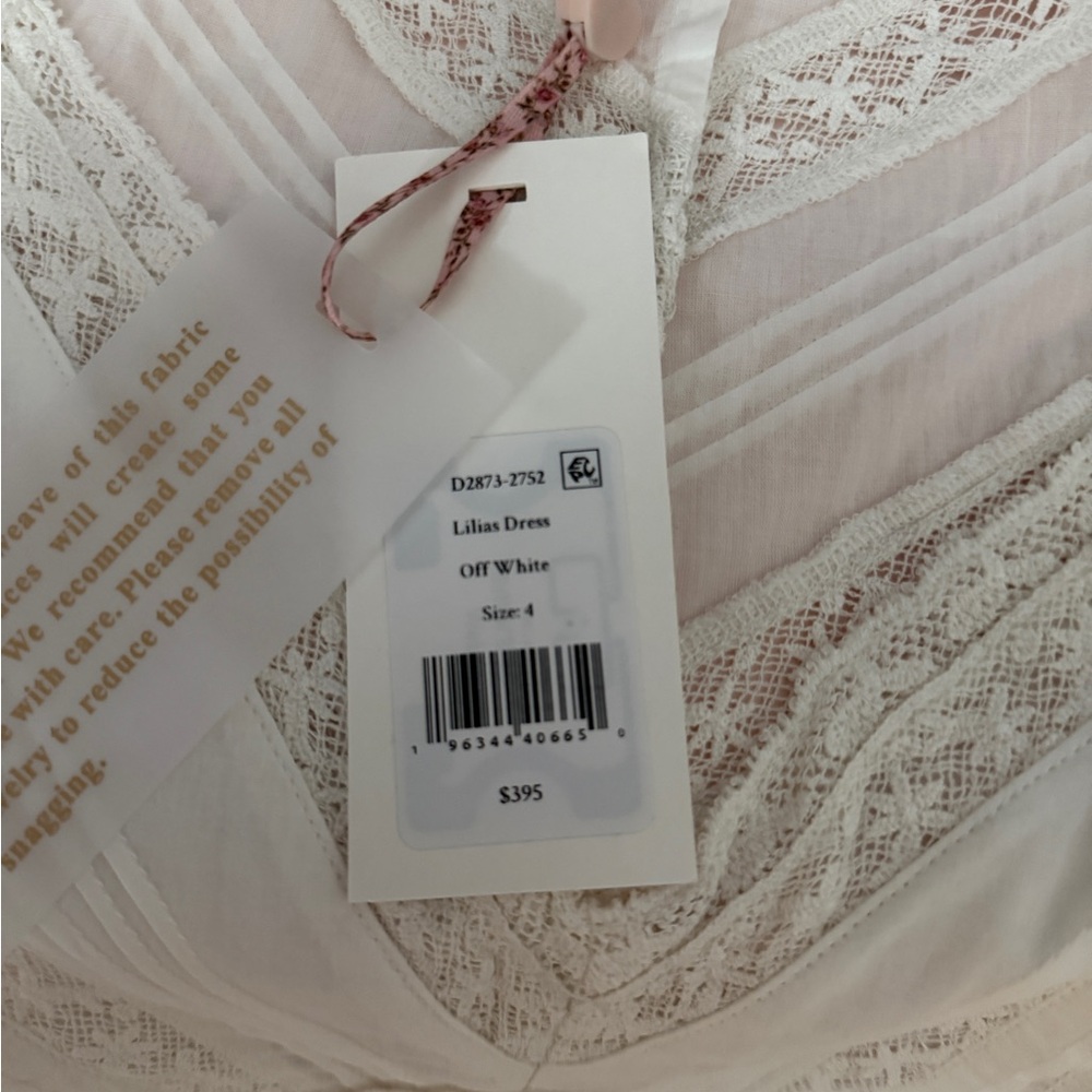 LoveShackFancy Off-White Lace Trim Dress - Picture 4 of 7